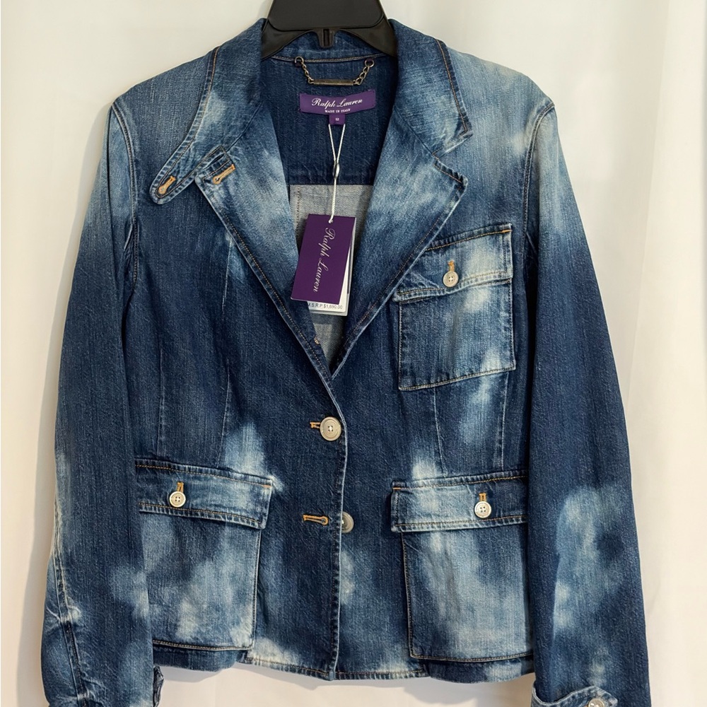 Ralph Lauren Purple Label Collection Distressed Blue Jean Jacket